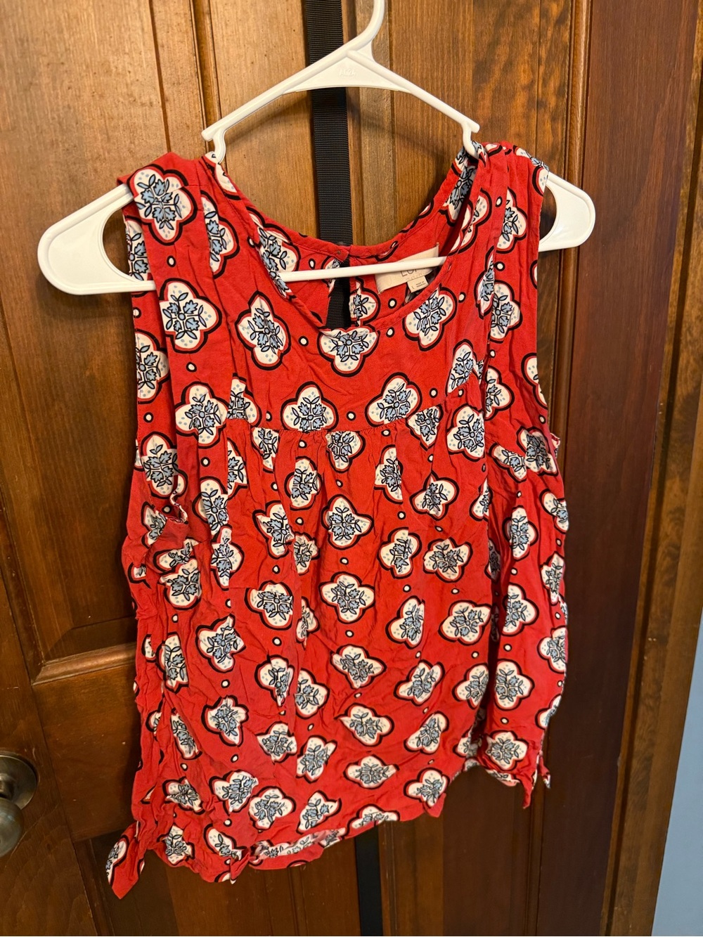 LOFT Red Floral Print Sleeveless Tank